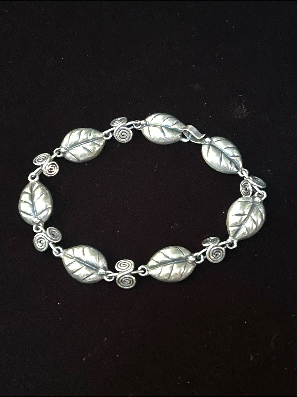 Vintage Taxco 925 Sterling Silver Leaf Link Bracelet - 7.5”, Hook Closure, 9g.